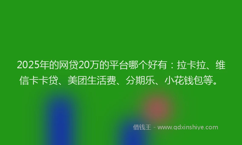 2025年的网贷20万的平台哪个好有：拉卡拉、维信卡卡贷、美团生活费、分期乐、小花钱包等。