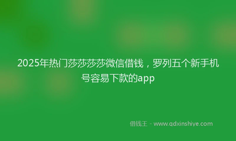 2025年热门莎莎莎莎微信借钱，罗列五个新手机号容易下款的app