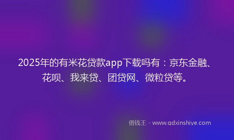 2025年的有米花贷款app下载吗有：京东金融、花呗、我来贷、团贷网、微粒贷等。