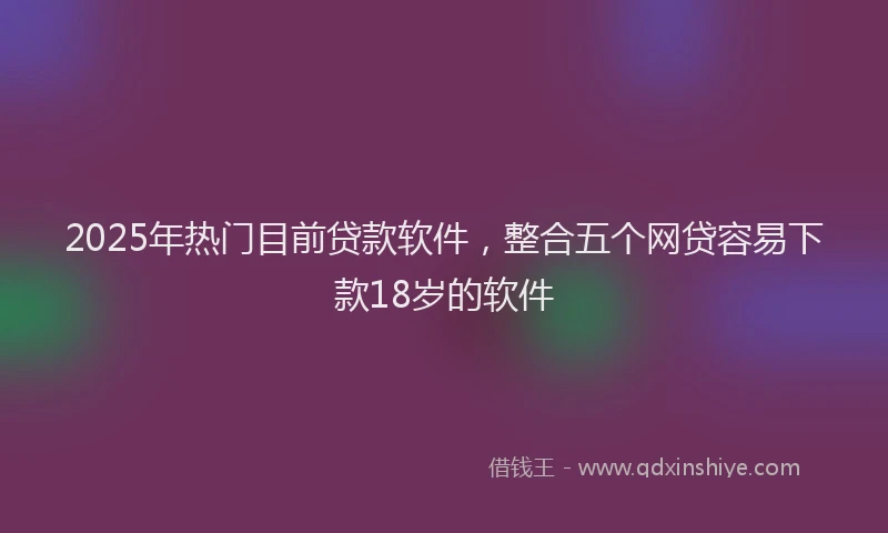 2025年热门目前贷款软件，整合五个网贷容易下款18岁的软件