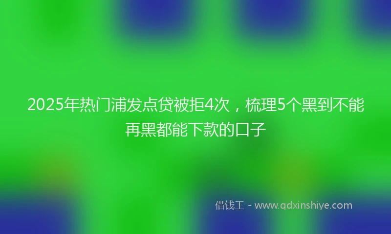2025年热门浦发点贷被拒4次，梳理5个黑到不能再黑都能下款的口子