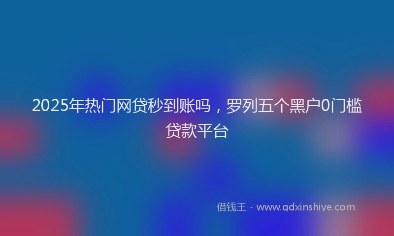 2025年热门网贷秒到账吗，罗列五个黑户0门槛贷款平台