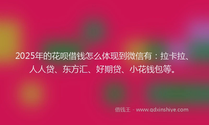 2025年的花呗借钱怎么体现到微信有：拉卡拉、人人贷、东方汇、好期贷、小花钱包等。
