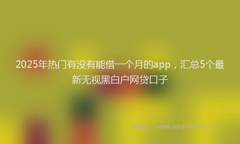 2025年热门有没有能借一个月的app，汇总5个最新无视黑白户网贷口子