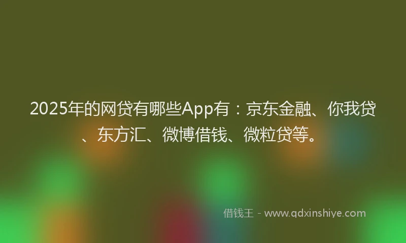 2025年的网贷有哪些App有：京东金融、你我贷、东方汇、微博借钱、微粒贷等。