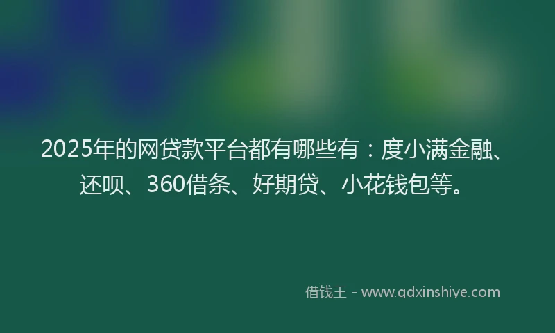 2025年的网贷款平台都有哪些有：度小满金融、还呗、360借条、好期贷、小花钱包等。