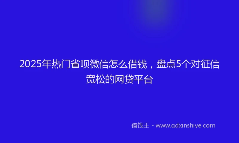 2025年热门省呗微信怎么借钱，盘点5个对征信宽松的网贷平台