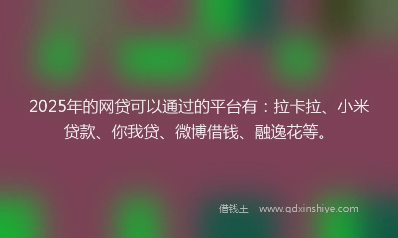 2025年的网贷可以通过的平台有：拉卡拉、小米贷款、你我贷、微博借钱、融逸花等。