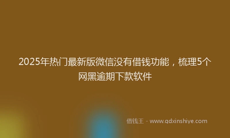 2025年热门最新版微信没有借钱功能，梳理5个网黑逾期下款软件