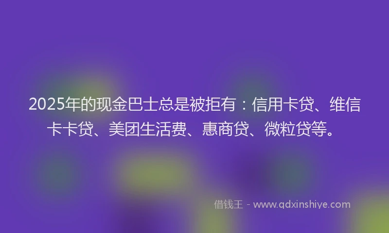 2025年的现金巴士总是被拒有：信用卡贷、维信卡卡贷、美团生活费、惠商贷、微粒贷等。