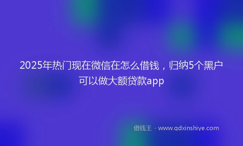 2025年热门现在微信在怎么借钱，归纳5个黑户可以做大额贷款app