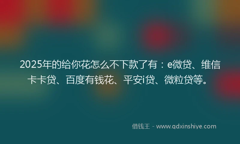 2025年的给你花怎么不下款了有：e微贷、维信卡卡贷、百度有钱花、平安i贷、微粒贷等。