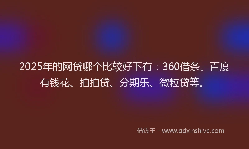 2025年的网贷哪个比较好下有：360借条、百度有钱花、拍拍贷、分期乐、微粒贷等。