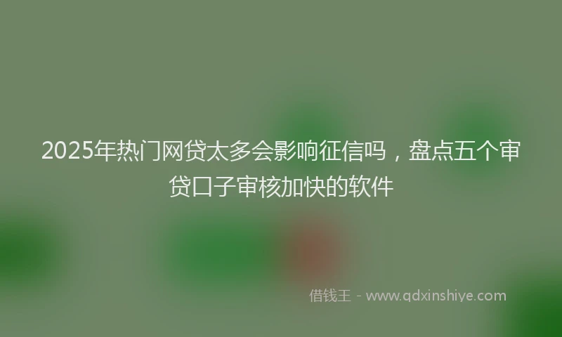 2025年热门网贷太多会影响征信吗，盘点五个审贷口子审核加快的软件