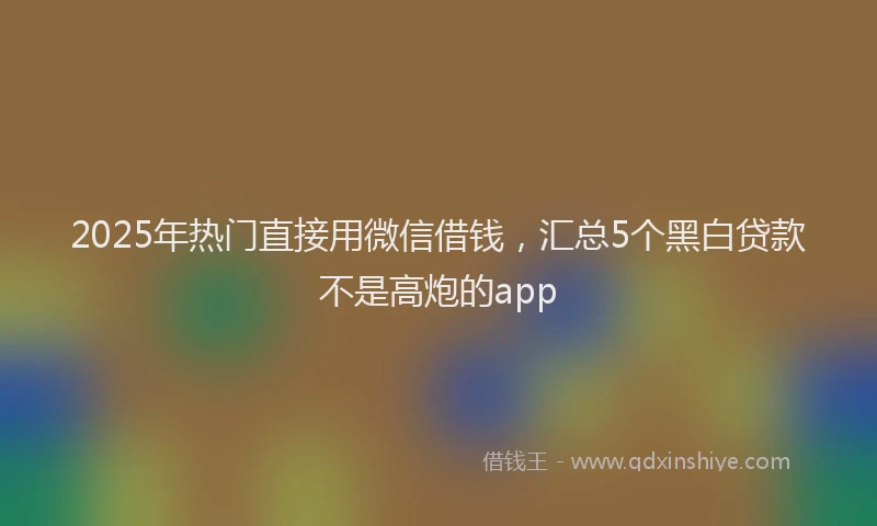 2025年热门直接用微信借钱，汇总5个黑白贷款不是高炮的app