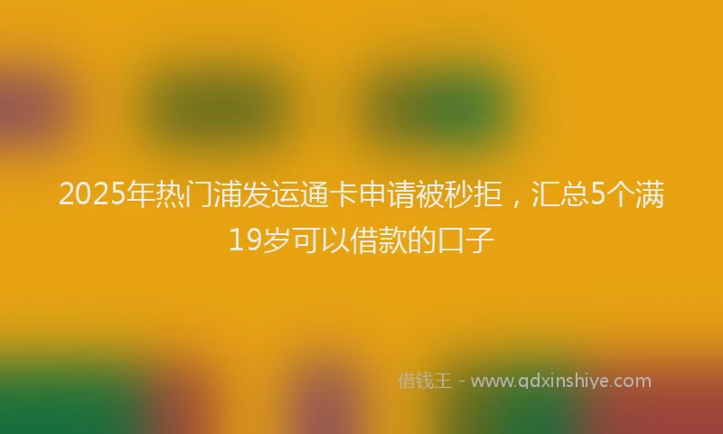 2025年热门浦发运通卡申请被秒拒，汇总5个满19岁可以借款的口子
