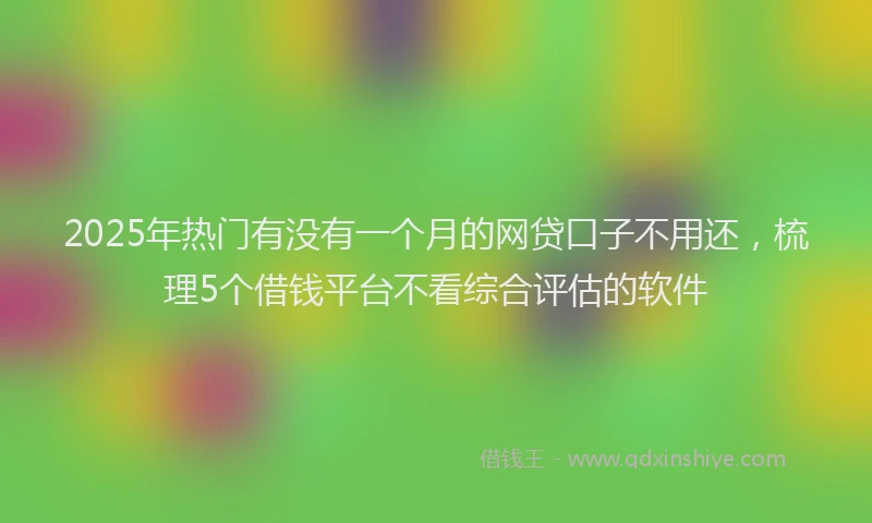 2025年热门有没有一个月的网贷口子不用还，梳理5个借钱平台不看综合评估的软件