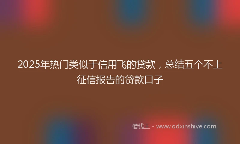 2025年热门类似于信用飞的贷款，总结五个不上征信报告的贷款口子