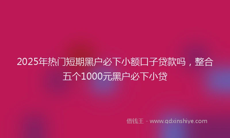 2025年热门短期黑户必下小额口子贷款吗，整合五个1000元黑户必下小贷