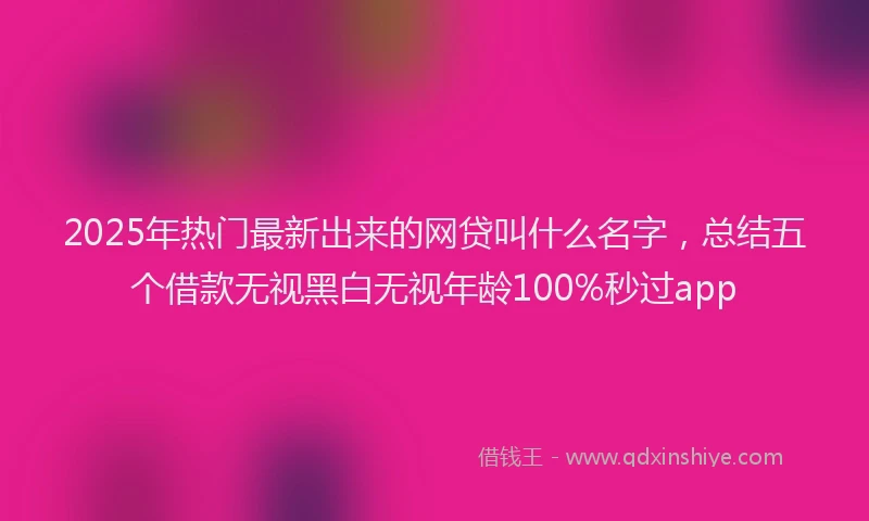 2025年热门最新出来的网贷叫什么名字，总结五个借款无视黑白无视年龄100%秒过app