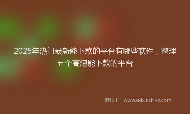 2025年热门最新能下款的平台有哪些软件，整理五个高炮能下款的平台