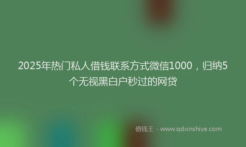 2025年热门私人借钱联系方式微信1000，归纳5个无视黑白户秒过的网贷