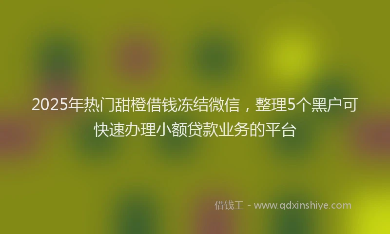 2025年热门甜橙借钱冻结微信，整理5个黑户可快速办理小额贷款业务的平台