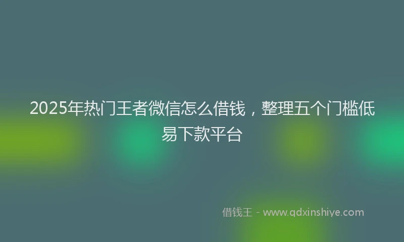 2025年热门王者微信怎么借钱，整理五个门槛低易下款平台