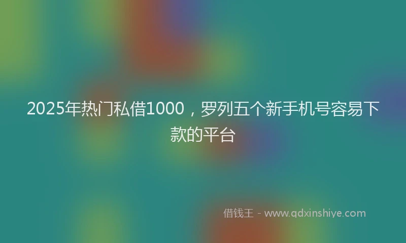 2025年热门私借1000，罗列五个新手机号容易下款的平台