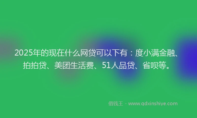 2025年的现在什么网贷可以下有：度小满金融、拍拍贷、美团生活费、51人品贷、省呗等。