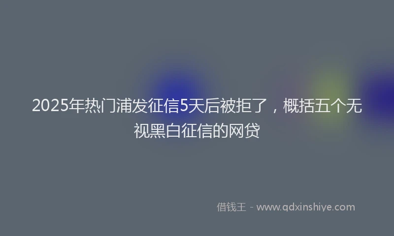 2025年热门浦发征信5天后被拒了，概括五个无视黑白征信的网贷