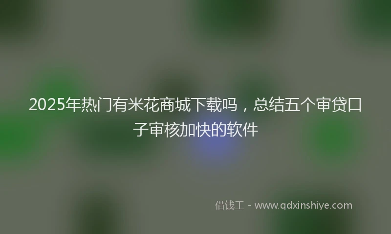 2025年热门有米花商城下载吗，总结五个审贷口子审核加快的软件