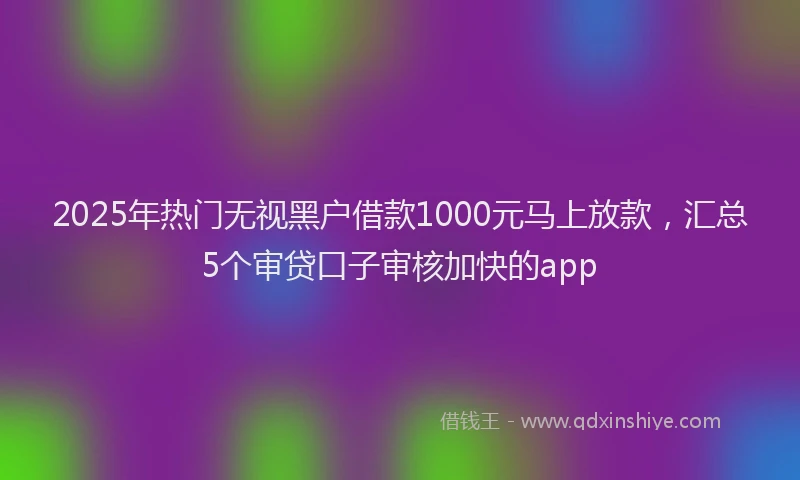 2025年热门无视黑户借款1000元马上放款，汇总5个审贷口子审核加快的app