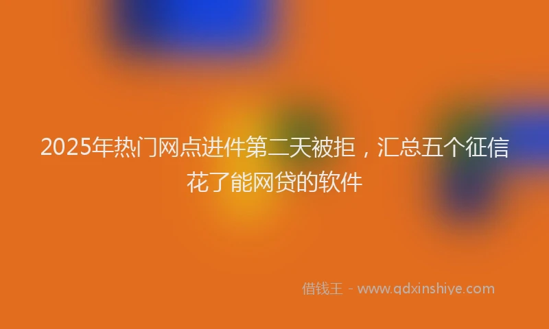 2025年热门网点进件第二天被拒，汇总五个征信花了能网贷的软件