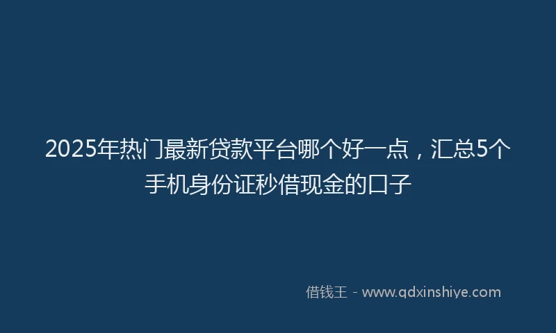 2025年热门最新贷款平台哪个好一点，汇总5个手机身份证秒借现金的口子