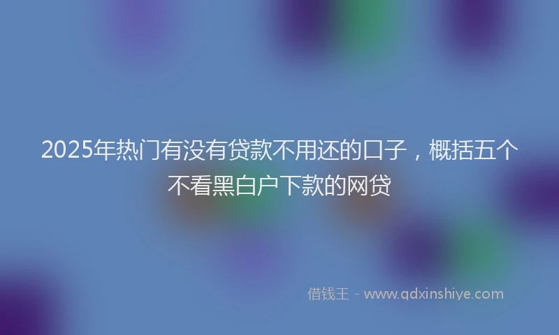 2025年热门有没有贷款不用还的口子，概括五个不看黑白户下款的网贷