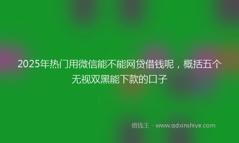2025年热门用微信能不能网贷借钱呢，概括五个无视双黑能下款的口子