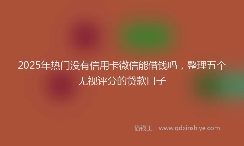 2025年热门没有信用卡微信能借钱吗，整理五个无视评分的贷款口子