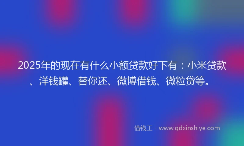 2025年的现在有什么小额贷款好下有：小米贷款、洋钱罐、替你还、微博借钱、微粒贷等。