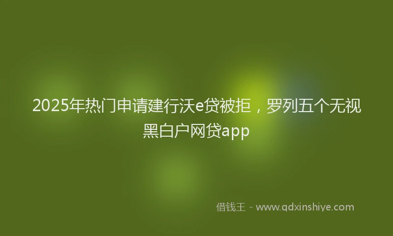 2025年热门申请建行沃e贷被拒，罗列五个无视黑白户网贷app
