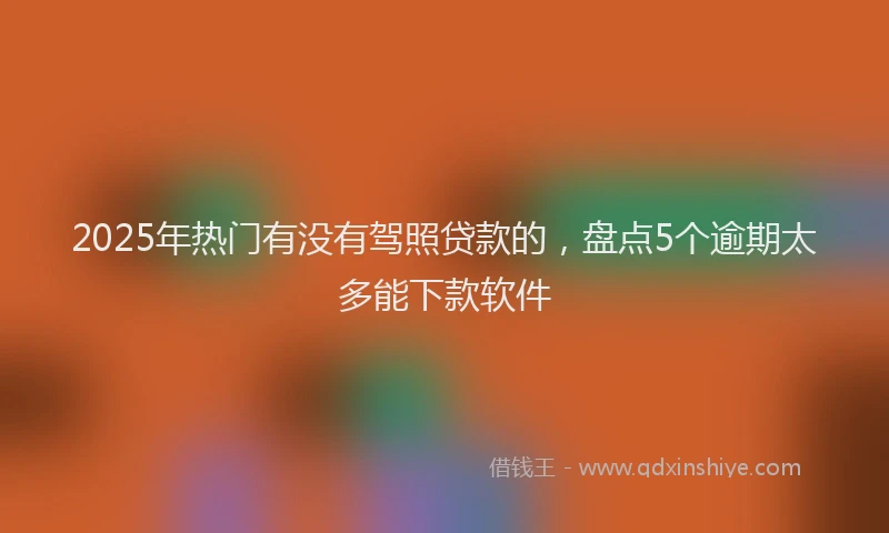 2025年热门有没有驾照贷款的，盘点5个逾期太多能下款软件