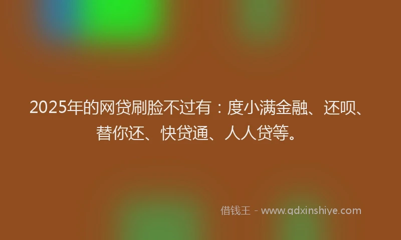 2025年的网贷刷脸不过有：度小满金融、还呗、替你还、快贷通、人人贷等。