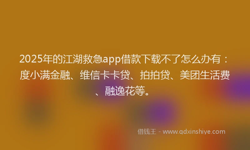 2025年的江湖救急app借款下载不了怎么办有：度小满金融、维信卡卡贷、拍拍贷、美团生活费、融逸花等。