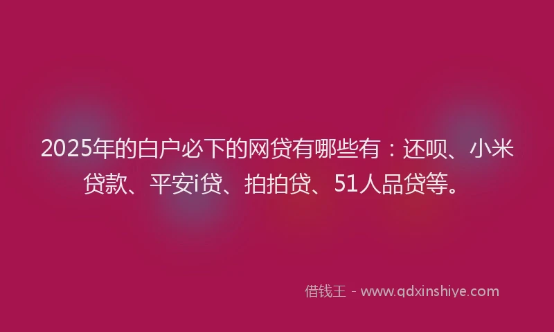 2025年的白户必下的网贷有哪些有：还呗、小米贷款、平安i贷、拍拍贷、51人品贷等。