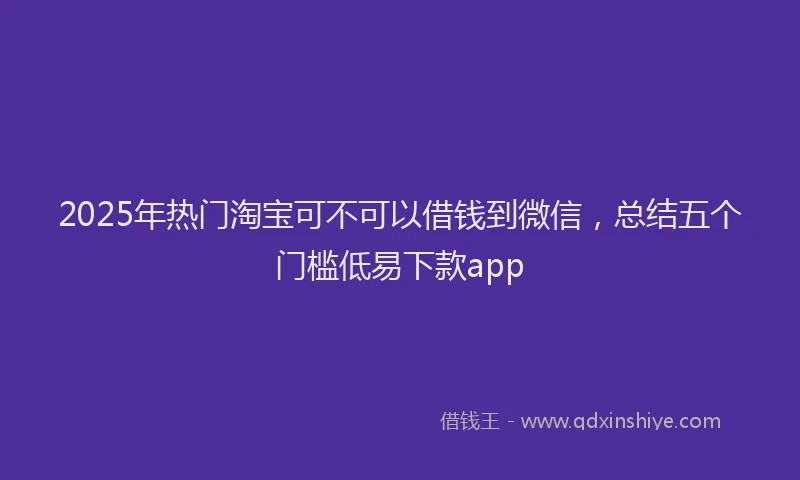 2025年热门淘宝可不可以借钱到微信，总结五个门槛低易下款app
