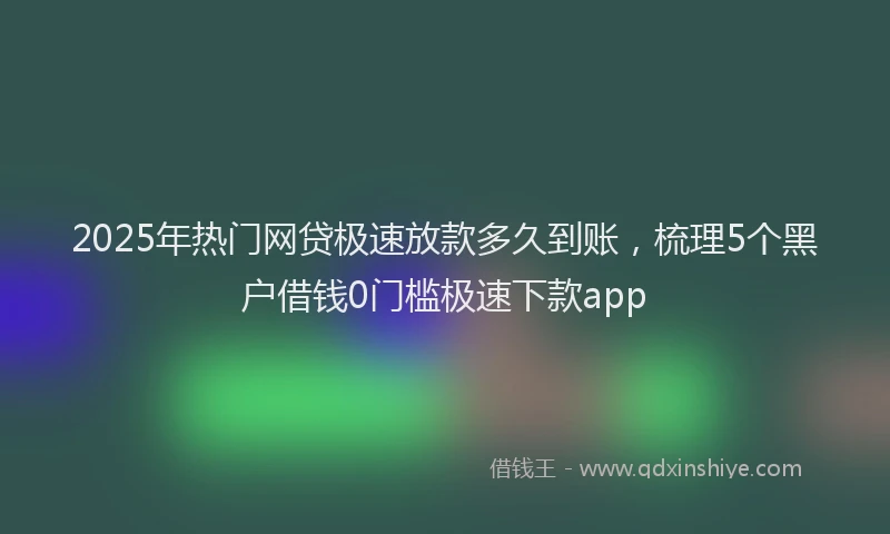 2025年热门网贷极速放款多久到账，梳理5个黑户借钱0门槛极速下款app