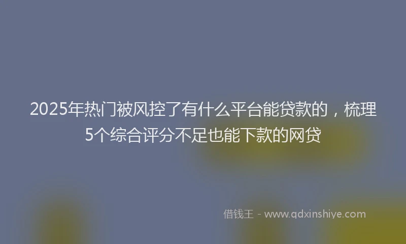 2025年热门被风控了有什么平台能贷款的，梳理5个综合评分不足也能下款的网贷
