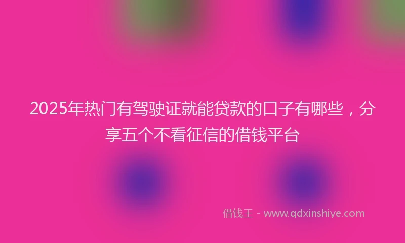 2025年热门有驾驶证就能贷款的口子有哪些，分享五个不看征信的借钱平台