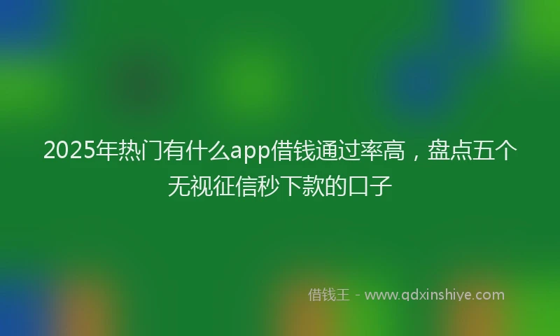 2025年热门有什么app借钱通过率高，盘点五个无视征信秒下款的口子