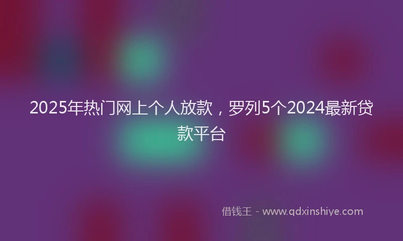 2025年热门网上个人放款，罗列5个2024最新贷款平台
